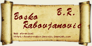 Boško Rabovjanović vizit kartica